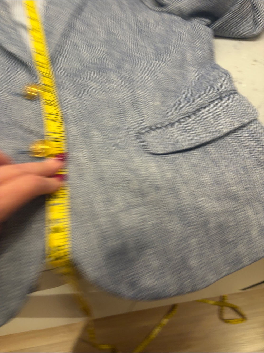 J. Crew Blue Herringbone Women's Blazer with two Gold Buttons - Picture 9 of 10